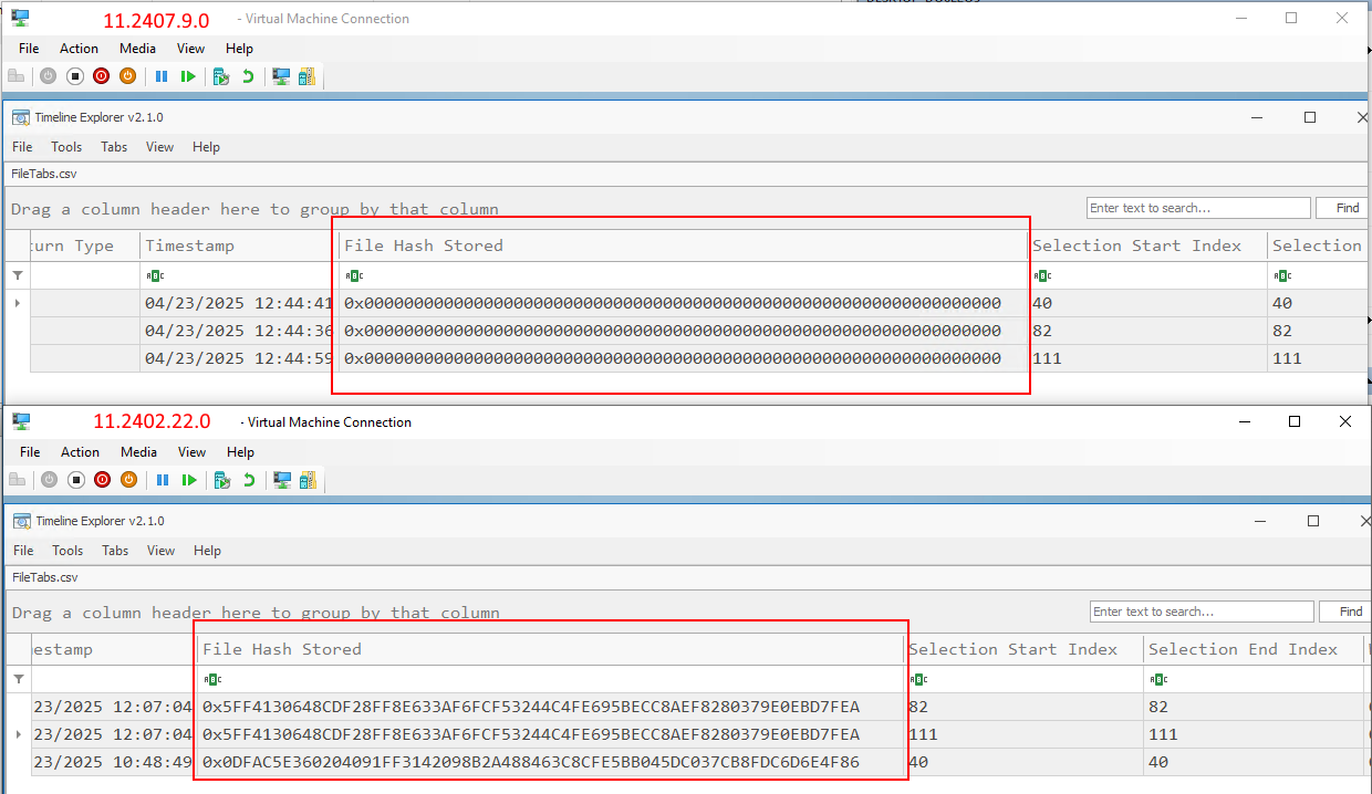 File Hash Stored