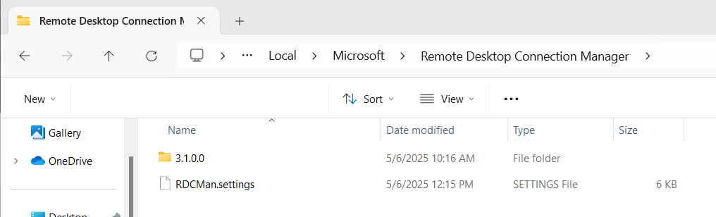 RDCMan Version Folders